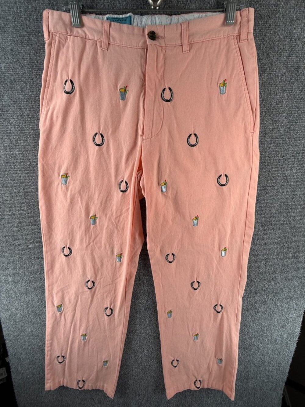 Castaway Nantucket Island Pants Embroidered Salmon Chino Horseshoes ACTL 30X28